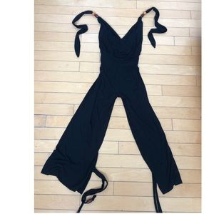 Black jumpsuit with ankle ties